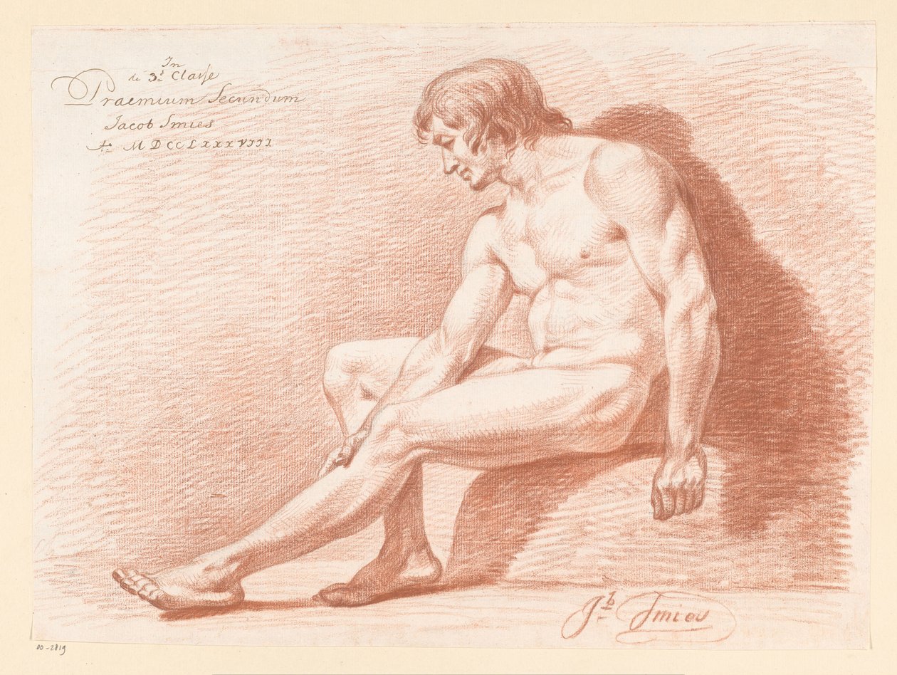 Desnudo masculino sentado, vista lateral (2º premio 1788) de Jacob Smies