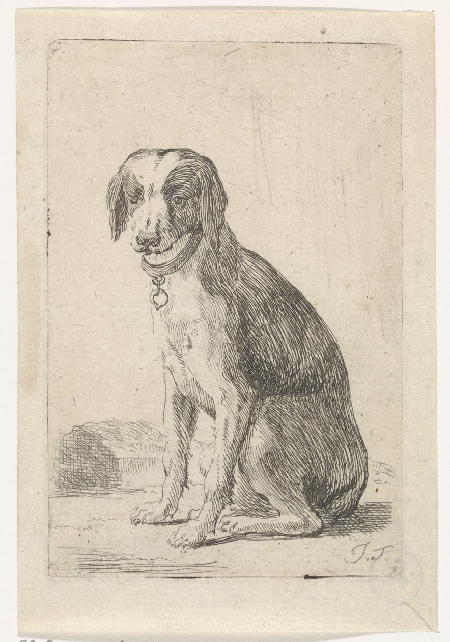 Perro sentado con collar Perros (título de la serie) de Jacob Toorenvliet