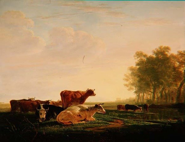 Ganado en un paisaje de Jacob Van Stry