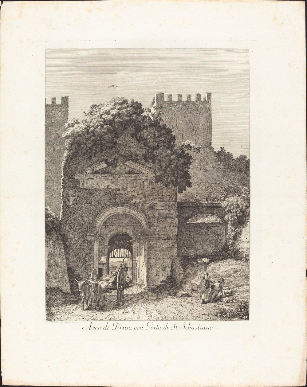 Arco de Druso, ahora puerta de San Sebastiano de Jacob Wilhelm Mechau