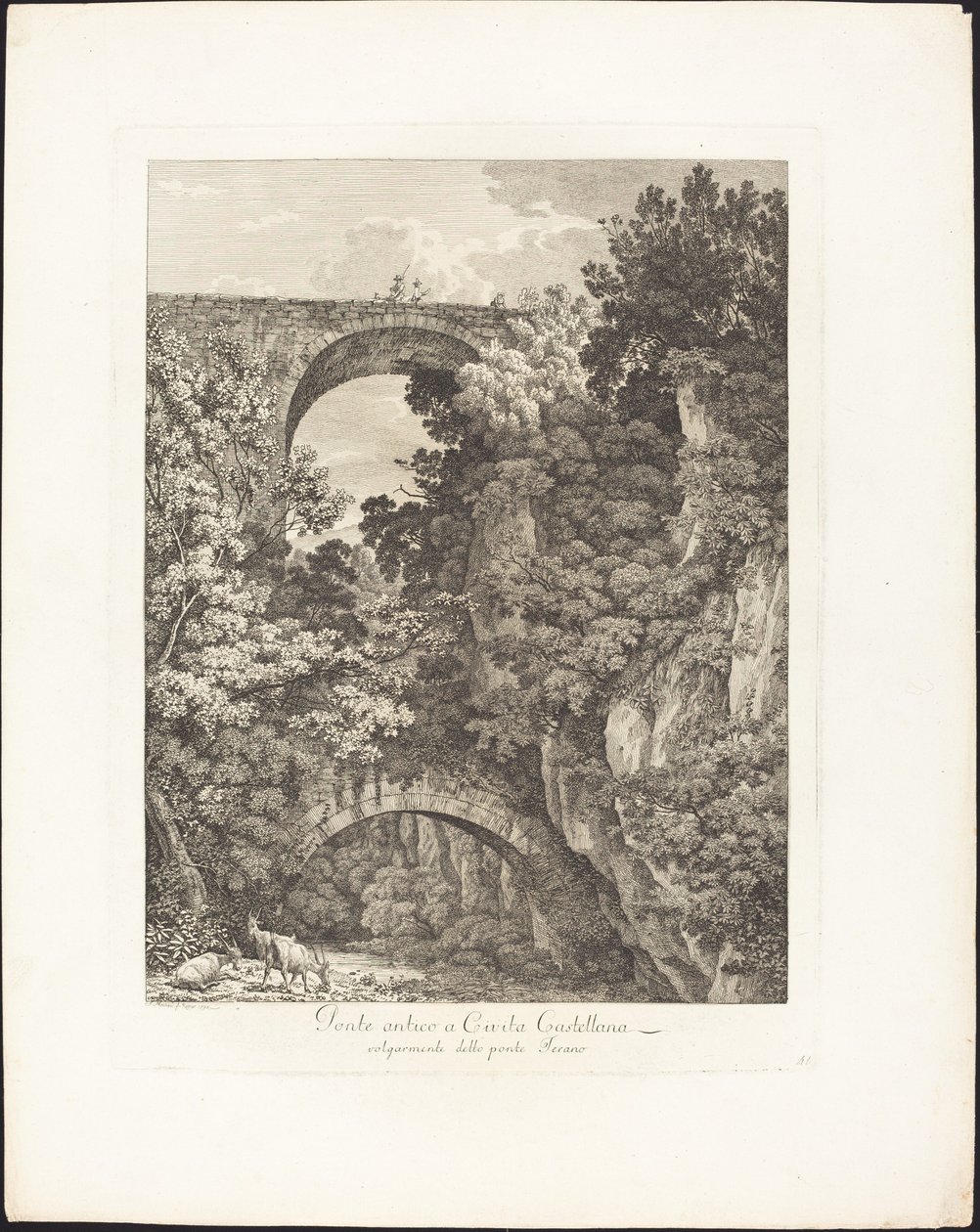 Ponte antico a Cività Castellana, vulgarmente dicho ponte Terano de Jacob Wilhelm Mechau