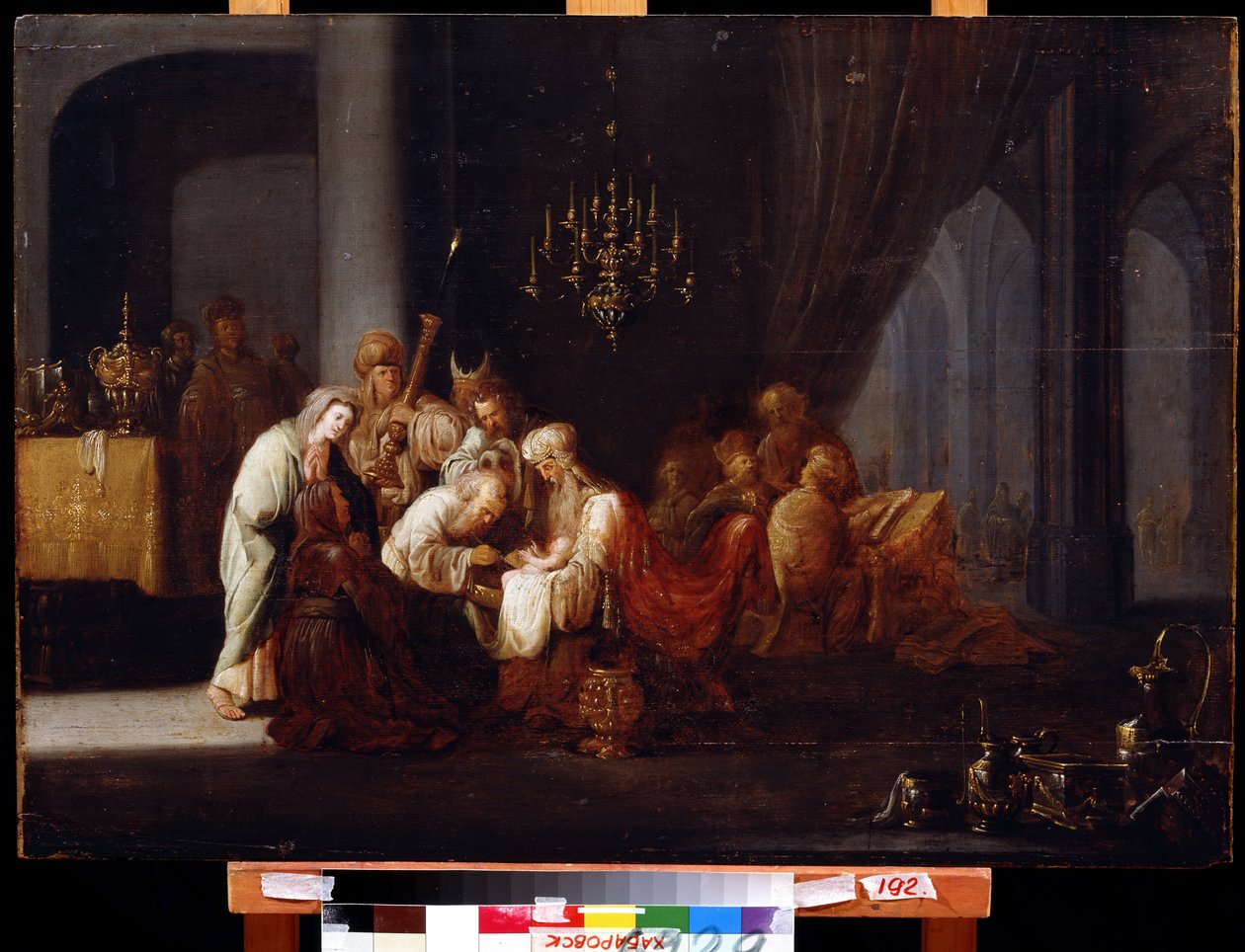 La Circuncisión. Pintura de Jacob Willemsz de Wet, el viejo (ca. 1630 - después de 1675). Óleo sobre madera, 91 x 64 cm. Arte holandés, estilo barroco. Museo del Lejano Oriente, Khabarovsk. de Jacob Willemsz de (c.1630 after 1675) Wet