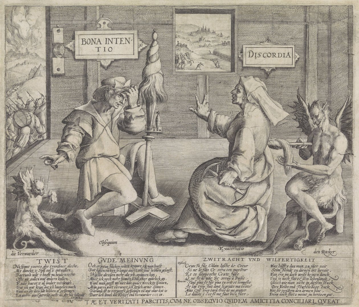 Alegoría con personificaciones de la Buena intención (Bona Intentio) y la Discordia (Discordia) de Jacob de Gheyn (I) (circle of)