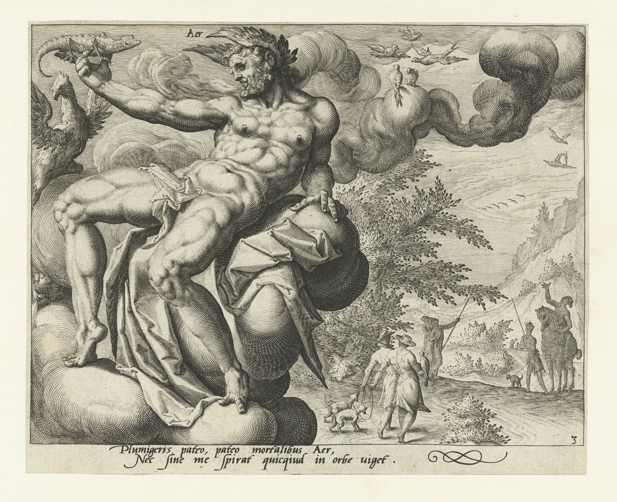 El elemento del aire Aer (título sobre el objeto) Los cuatro elementos (título de la serie) de Jacob de Gheyn (II) (attributed to)