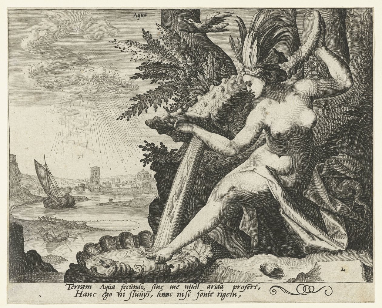 El elemento del agua Aqua (título sobre el objeto) Los cuatro elementos (título de la serie) de Jacob de Gheyn (II) (attributed to)