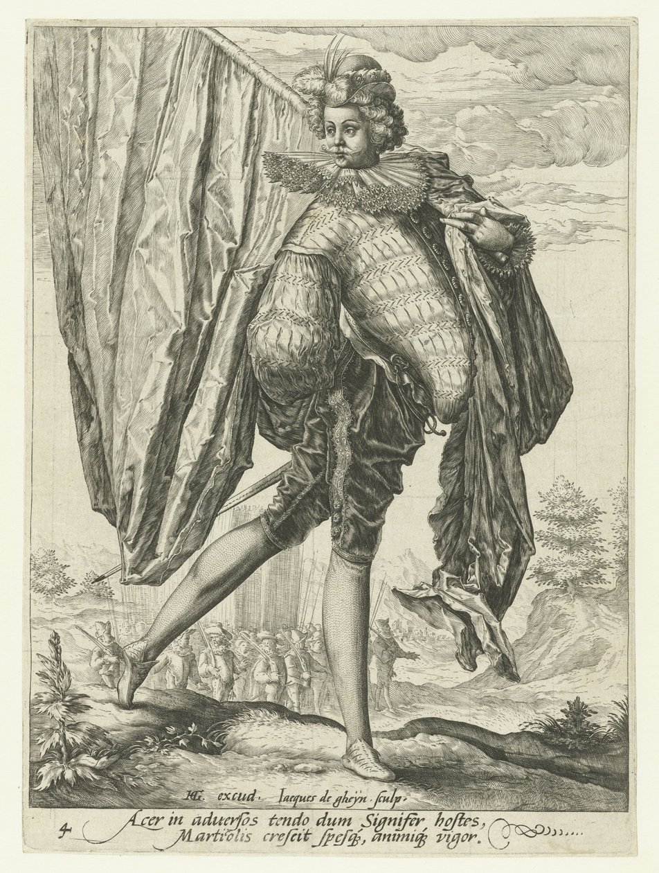 bandera Oficiales y soldados (título de la serie) de Jacob de Gheyn (II)