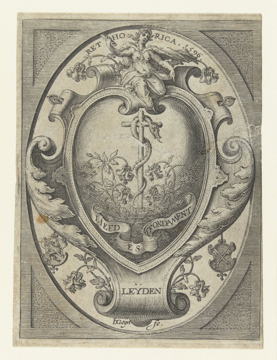 Escudo de armas de la cámara de retórica de Leiden El amor es la base de Jacob de Gheyn (II)
