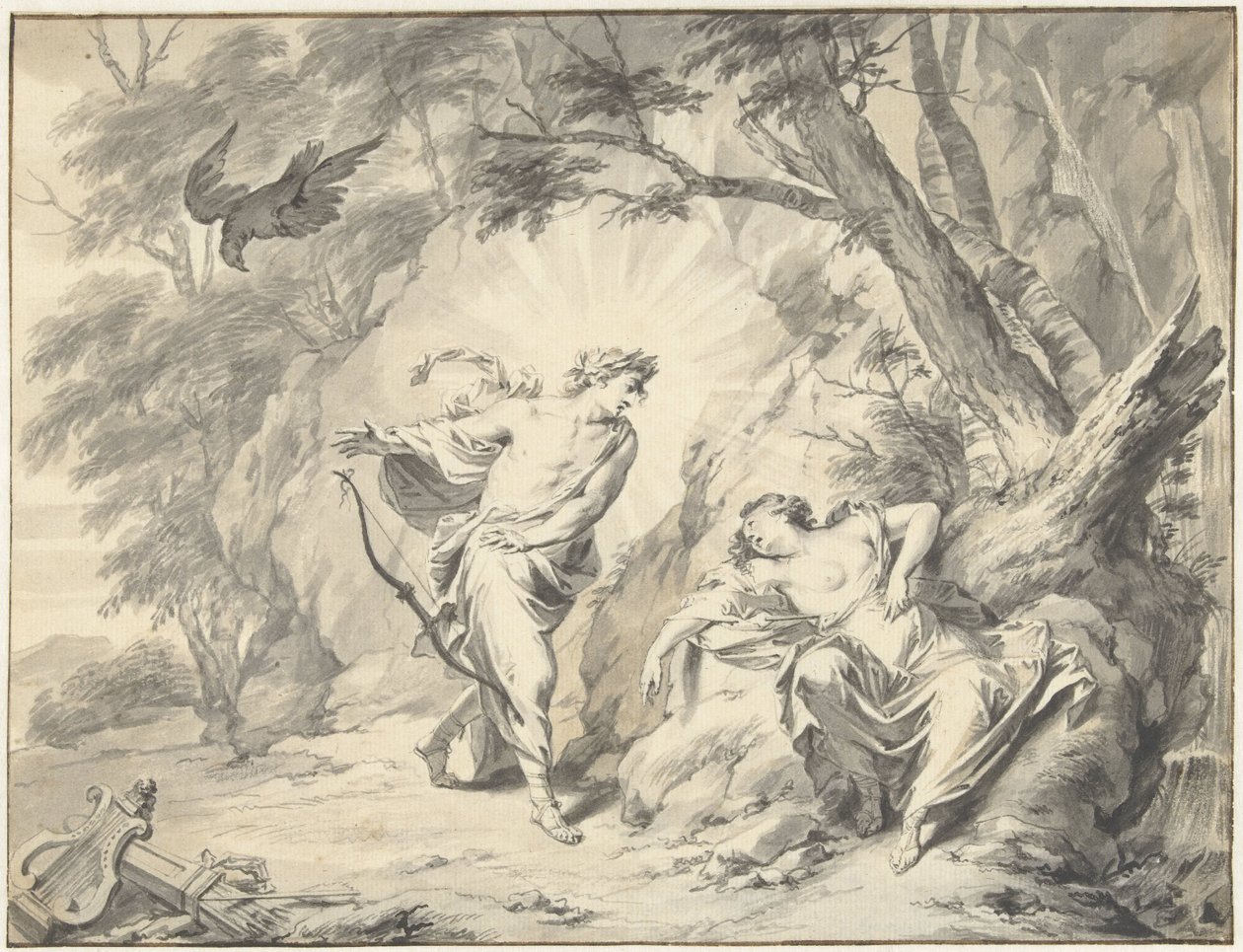 Apolo atraviesa a Coronis con una flecha de Jacob de Wit