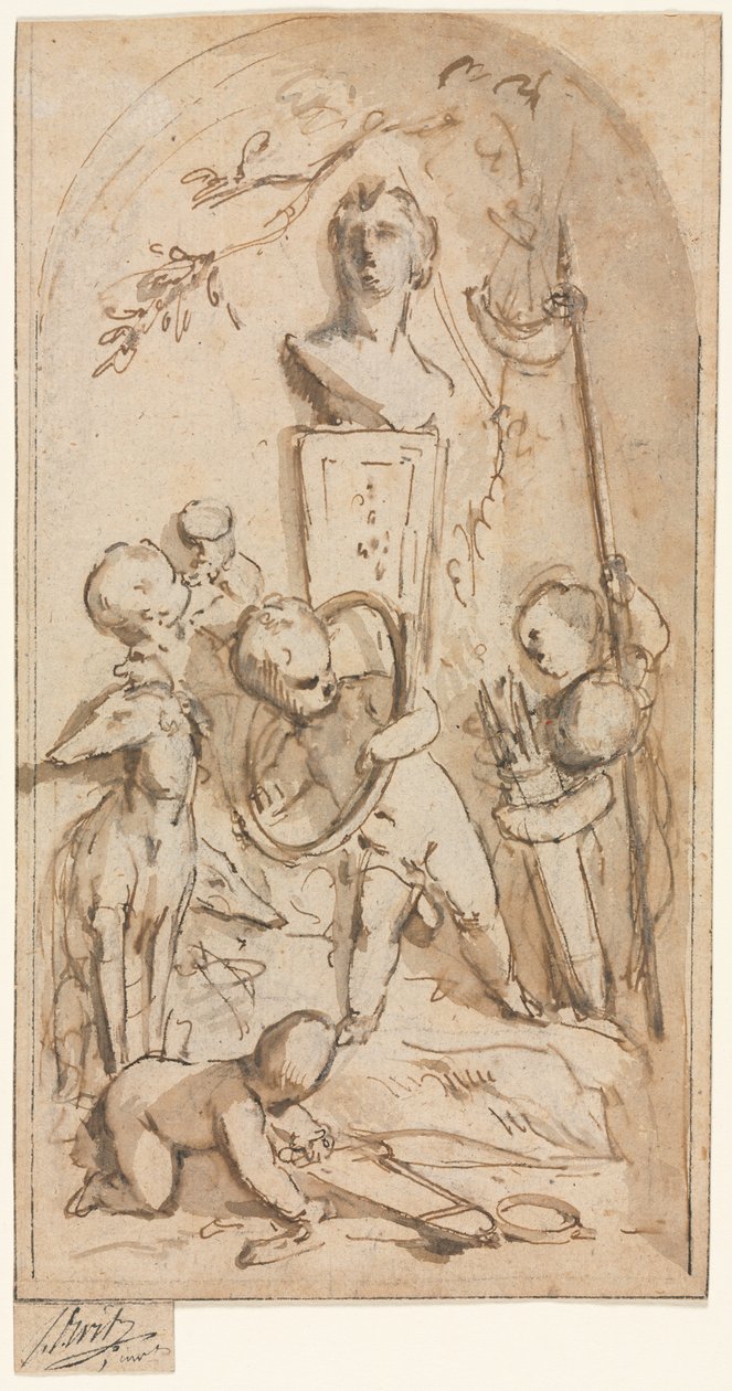 Bust of Diana with Putti and Hunting Attributes de Jacob de Wit