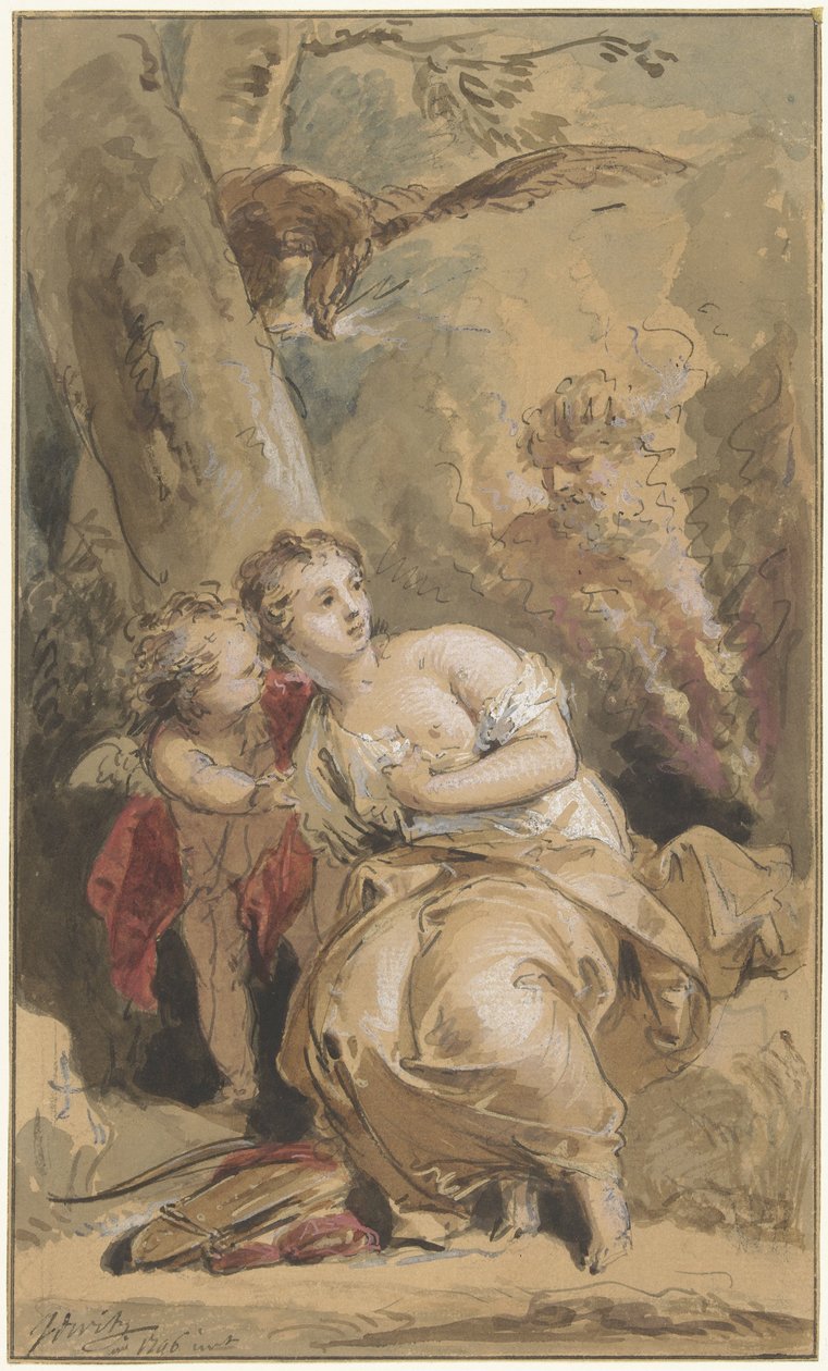 Calisto, Amor y Júpiter con el águila de Jacob de Wit