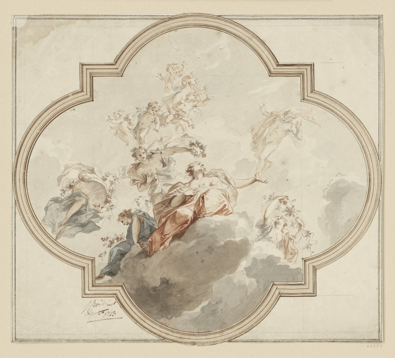 Diseño de la manta. Zephir y Flora de Jacob de Wit