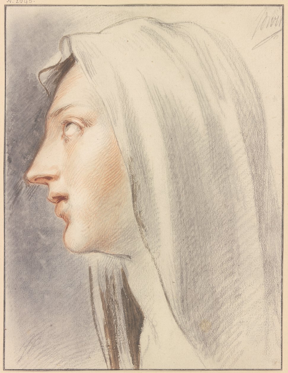 Cabeza de mujer con velo, de perfil hacia la izquierda de Jacob de Wit