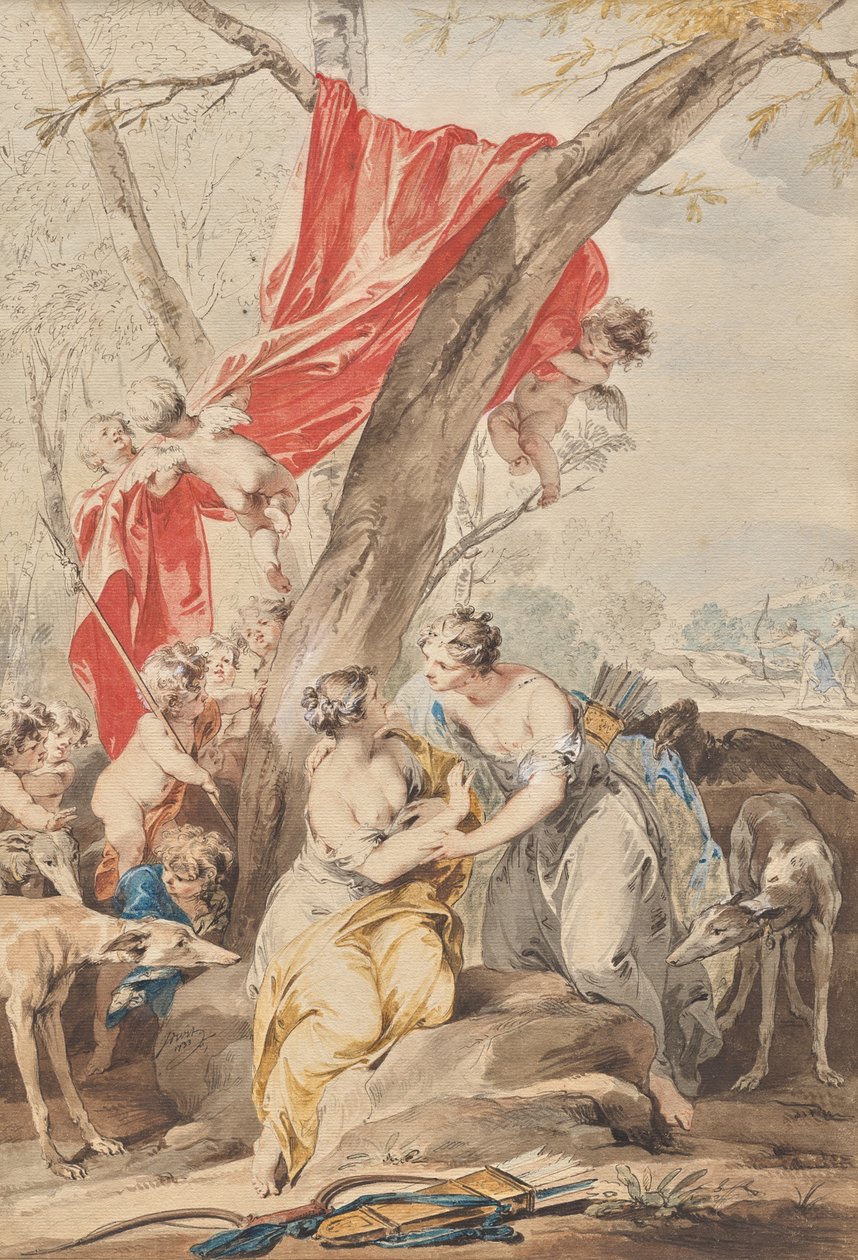 Júpiter (disfrazado de Diana) y Calisto de Jacob de Wit