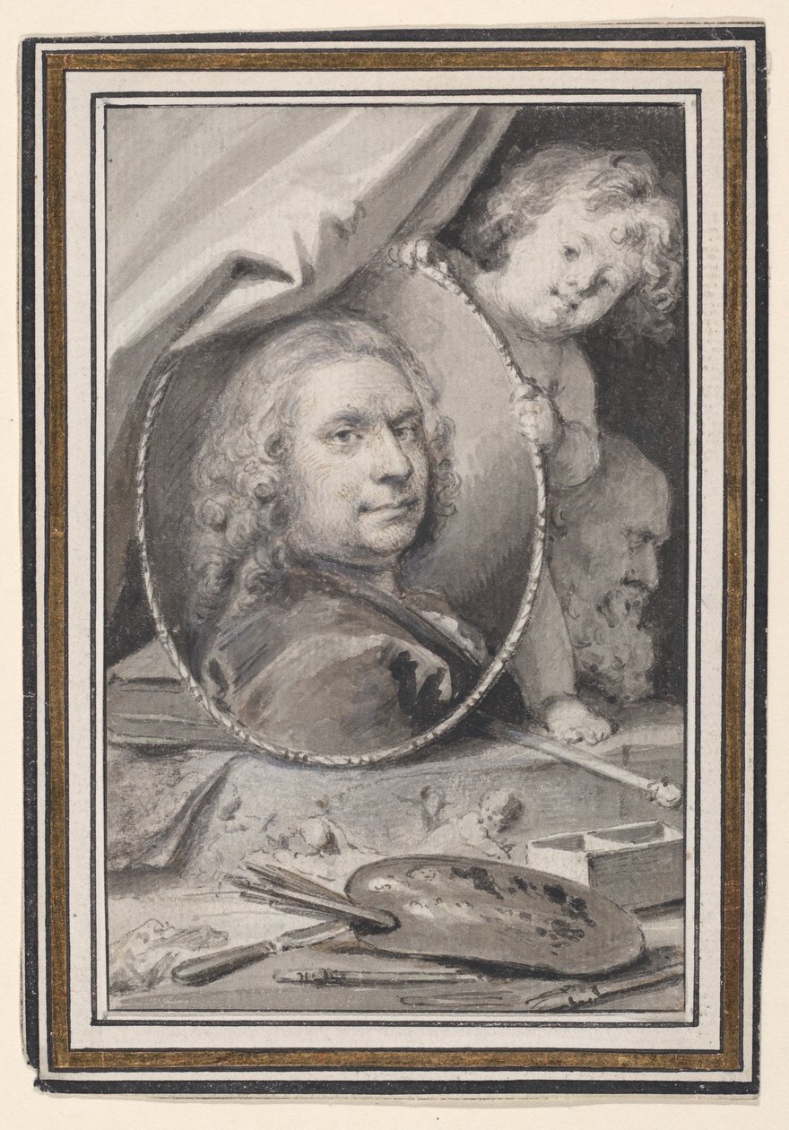 Autorretrato en un marco decorativo alegórico de Jacob de Wit