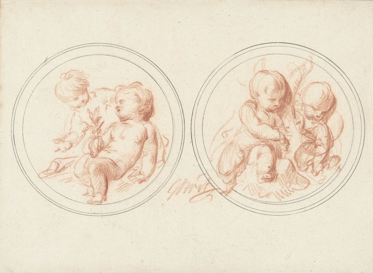 Dos medallones con niños de Jacob de Wit