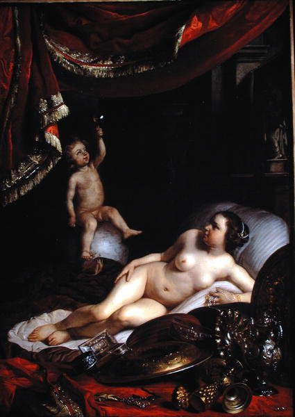 Una vanitas alegórica con Homo Bulla (El hombre es como una burbuja) y Vrouw Wereld (Dama Mundo) 1654 de Jacob or Jacques van Loo