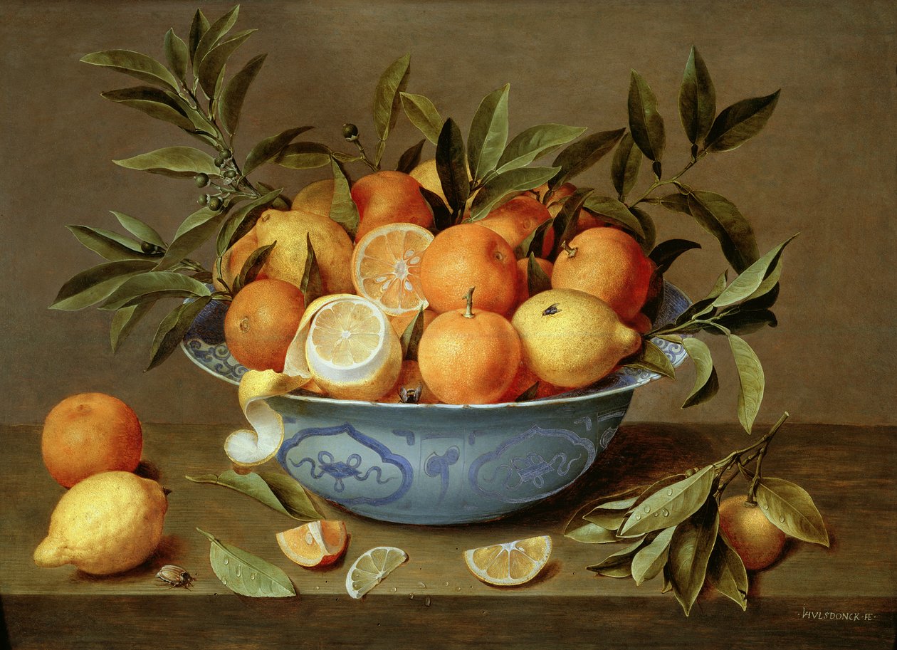 Naturaleza Muerta con Naranjas y Limones en un Plato de Porcelana Wan-Li de Jacob van Hulsdonck