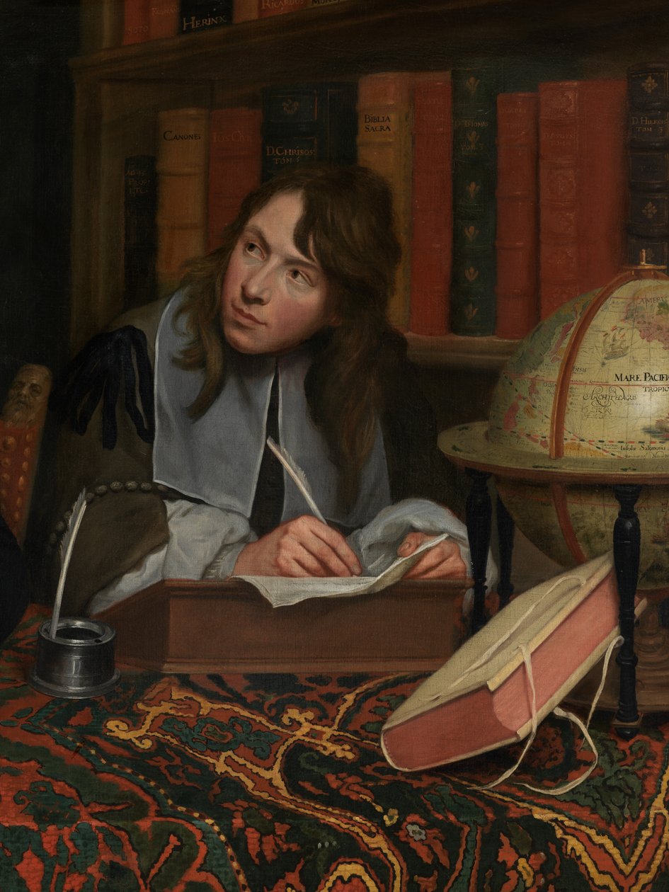 Detalle del retrato de un teólogo con su secretario de Jacob van Oost