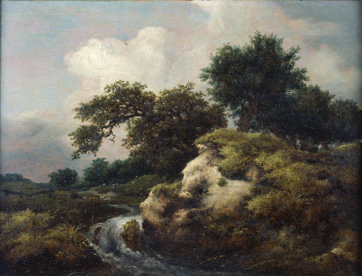 Paisaje con duna y pequeña cascada de Jacob van Ruisdael