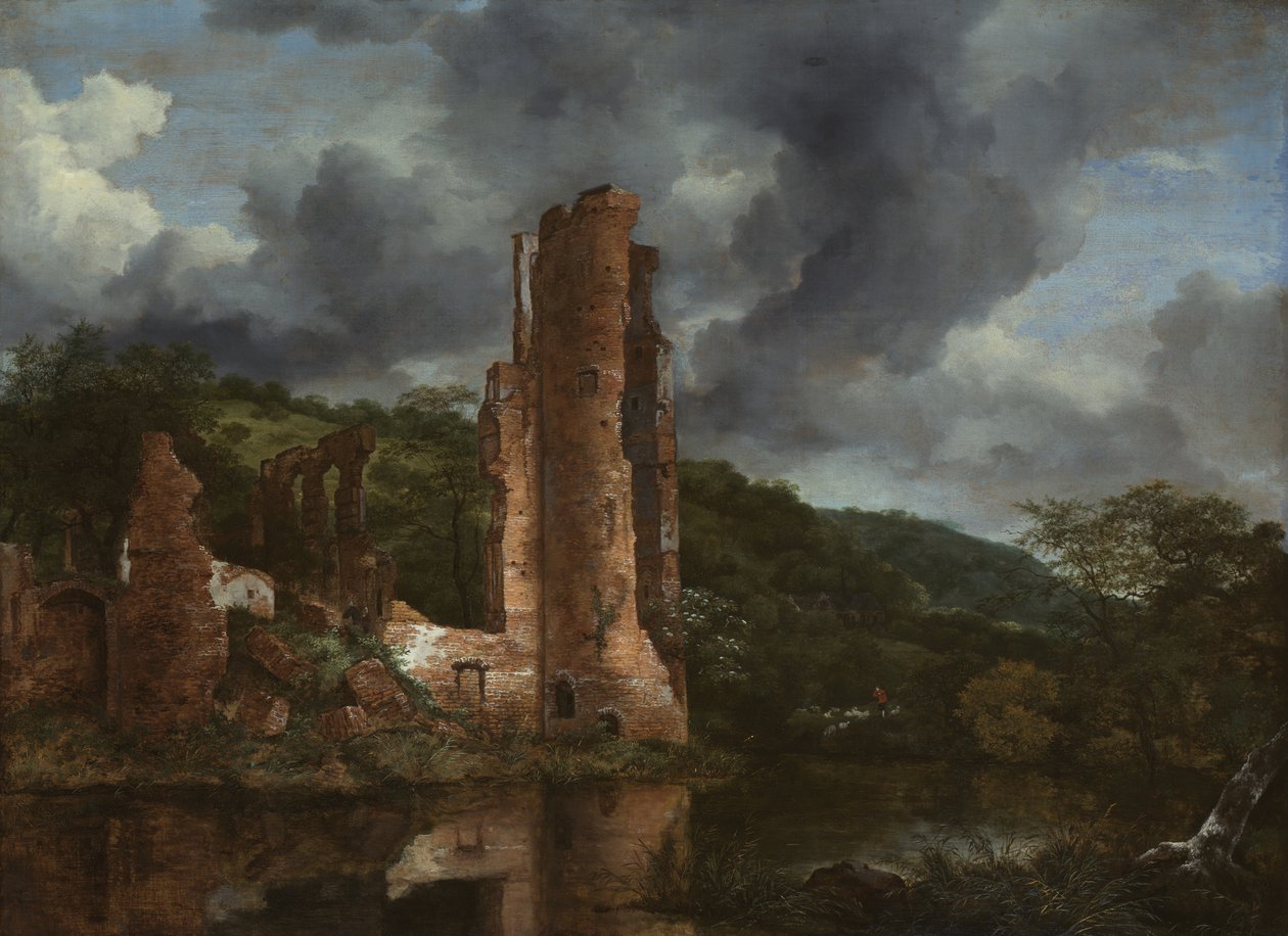 Paisaje con las ruinas del castillo de Egmond, 1650-55 de Jacob van Ruisdael