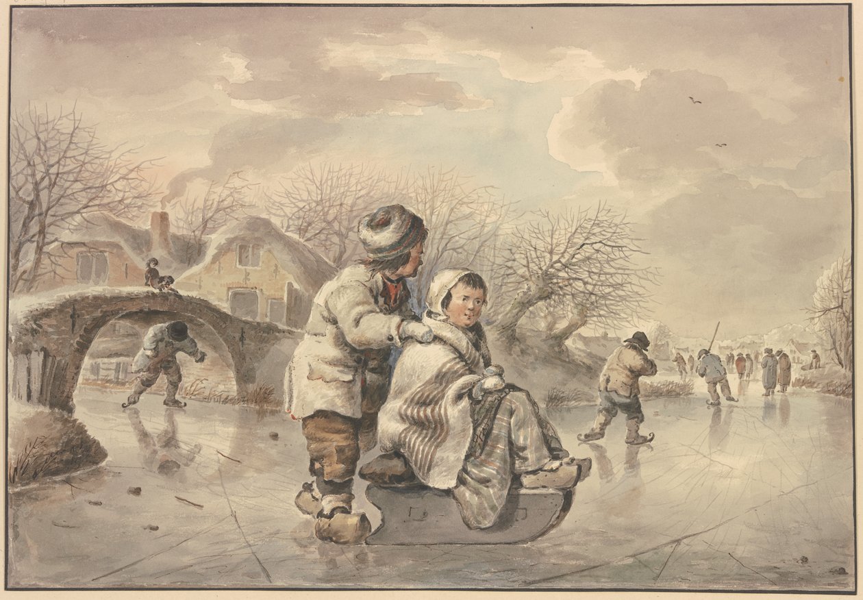 Paisaje invernal con patinadores de Jacob van Strij