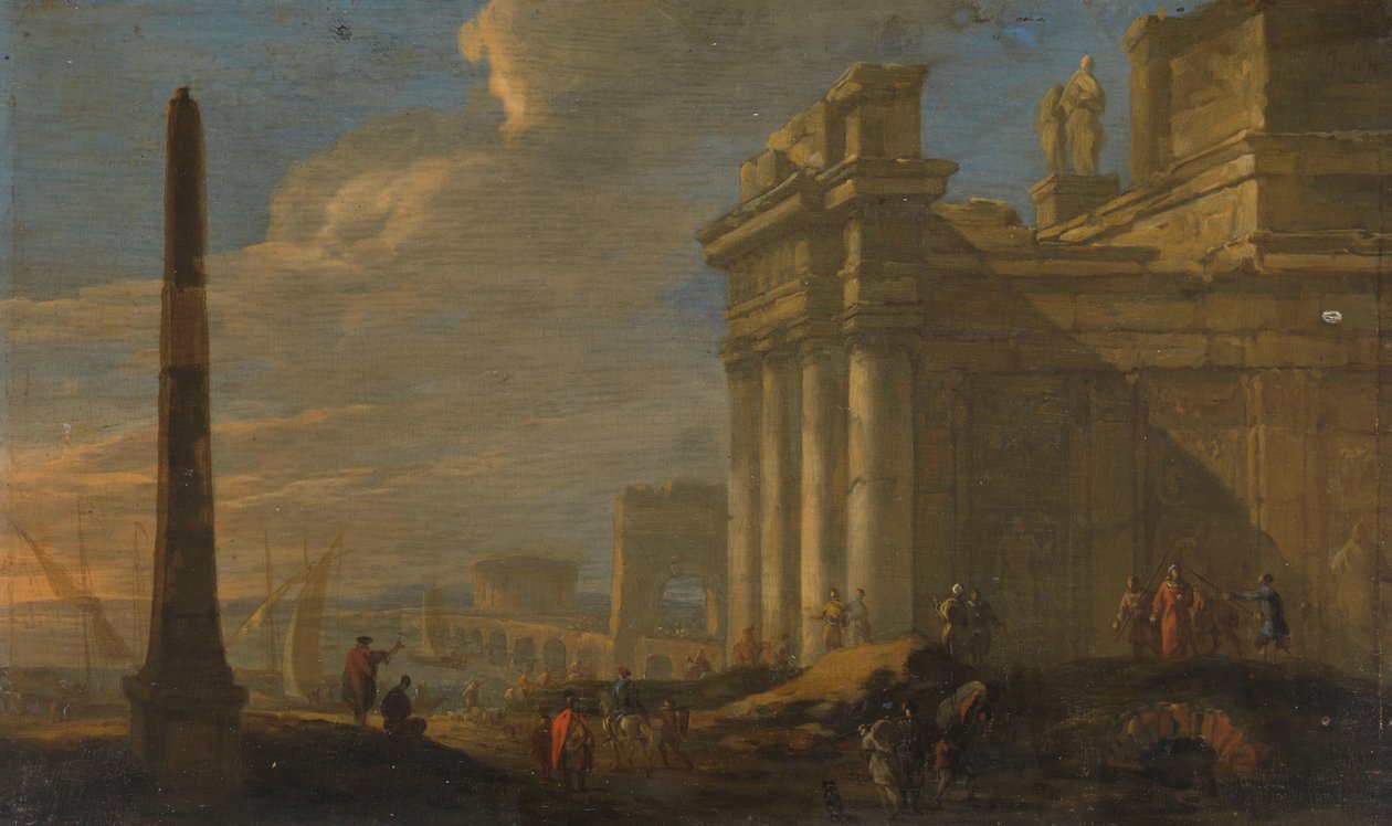 Vista del puerto italiano de Jacob van der Ulft (signed by artist)