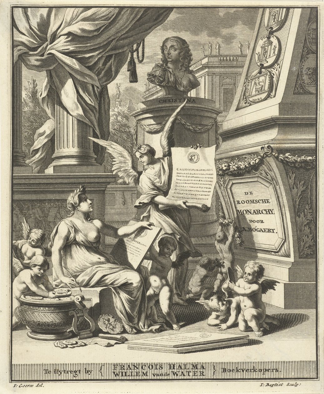 Página de título de A. Bogaert, La monarquía romana, que se muestra en las monedas de los emperadores occidentales y orientales, Utrecht 1697 de Jacobus Baptist