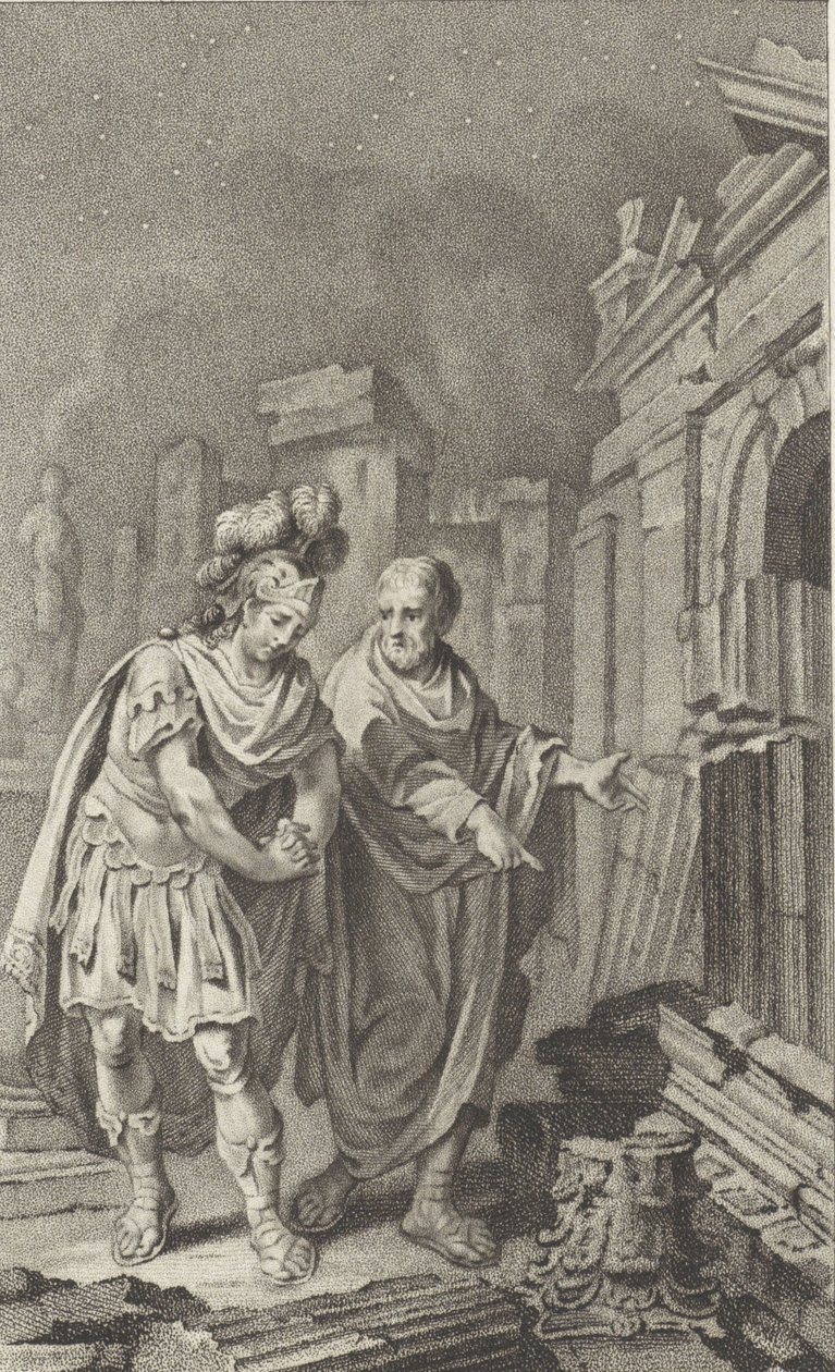 Escipión Emiliano ante las ruinas de Cartago en compañía de Polibio, 1797 de Jacobus Buys