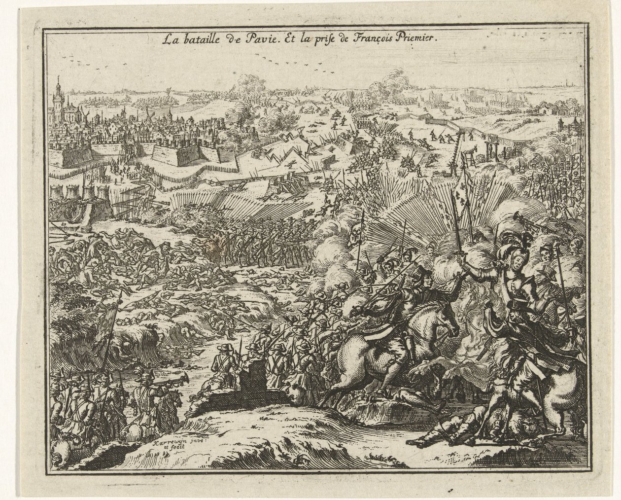 Batalla de Pavía Encarcelamiento de Francisco I, rey de Francia La bataille de Pavie. Et la prise de François Priemier (título sobre objeto) de Jacobus Harrewijn