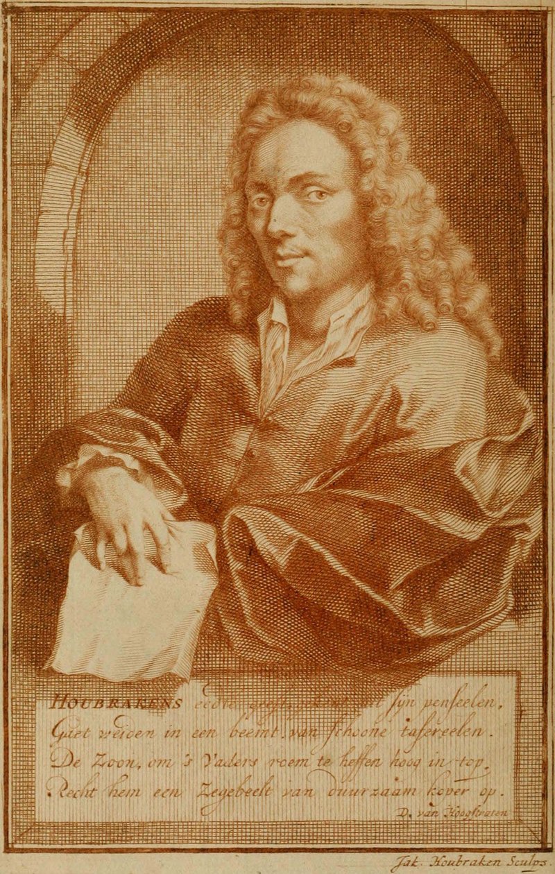 De Groote Schouburgh Der Nederlantsche Konstschilders En Schilderessen 1718 vol 1 retrato del autor de Jacobus Houbraken