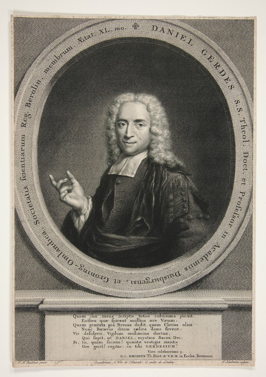 Retrato de Daniel Gerdes, según J.M. Quinkhart de Jacobus Houbraken