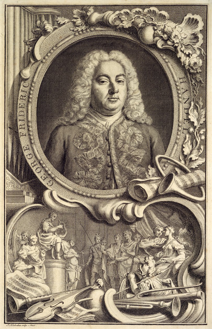 Retrato de G.F. Handel, inscrito con título, 