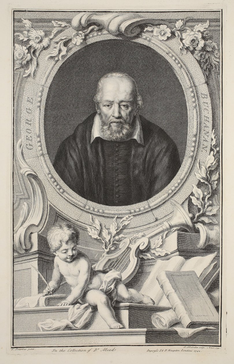 Retrato de George Buchanan, después de Frans Pourbus, ilustración de 