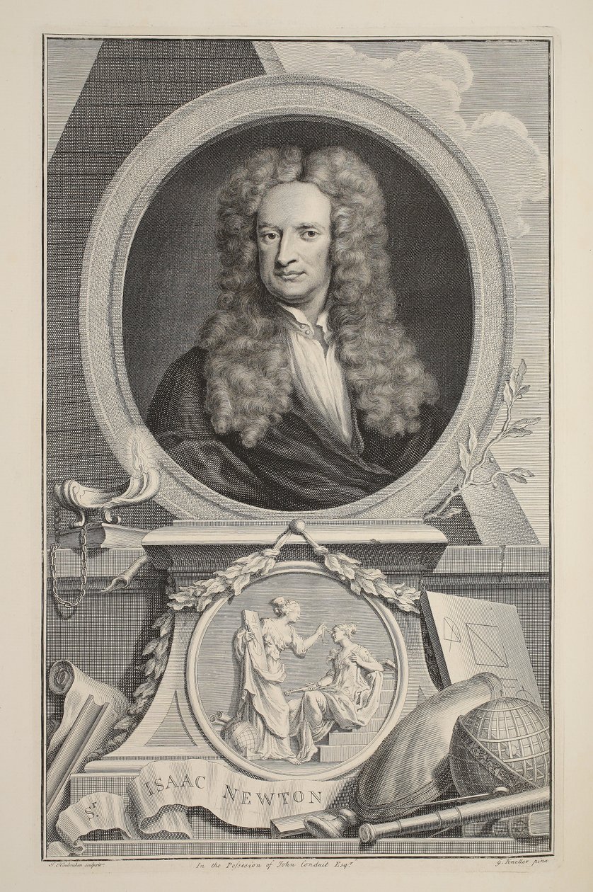 Retrato de Isaac Newton, ilustración de 