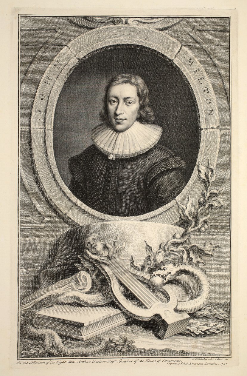 Retrato de John Milton, ilustración de 