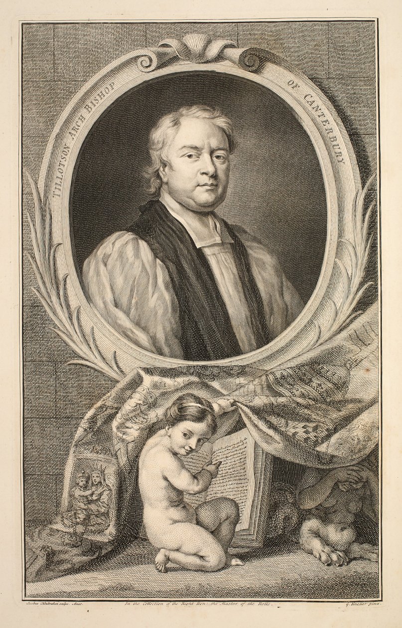 Retrato de Tillotson, Arzobispo de Canterbury, ilustración de 