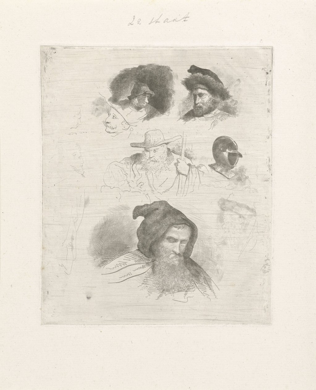 Estudio de retratos de diferentes cabezas. de Jacobus Ludovicus Cornet