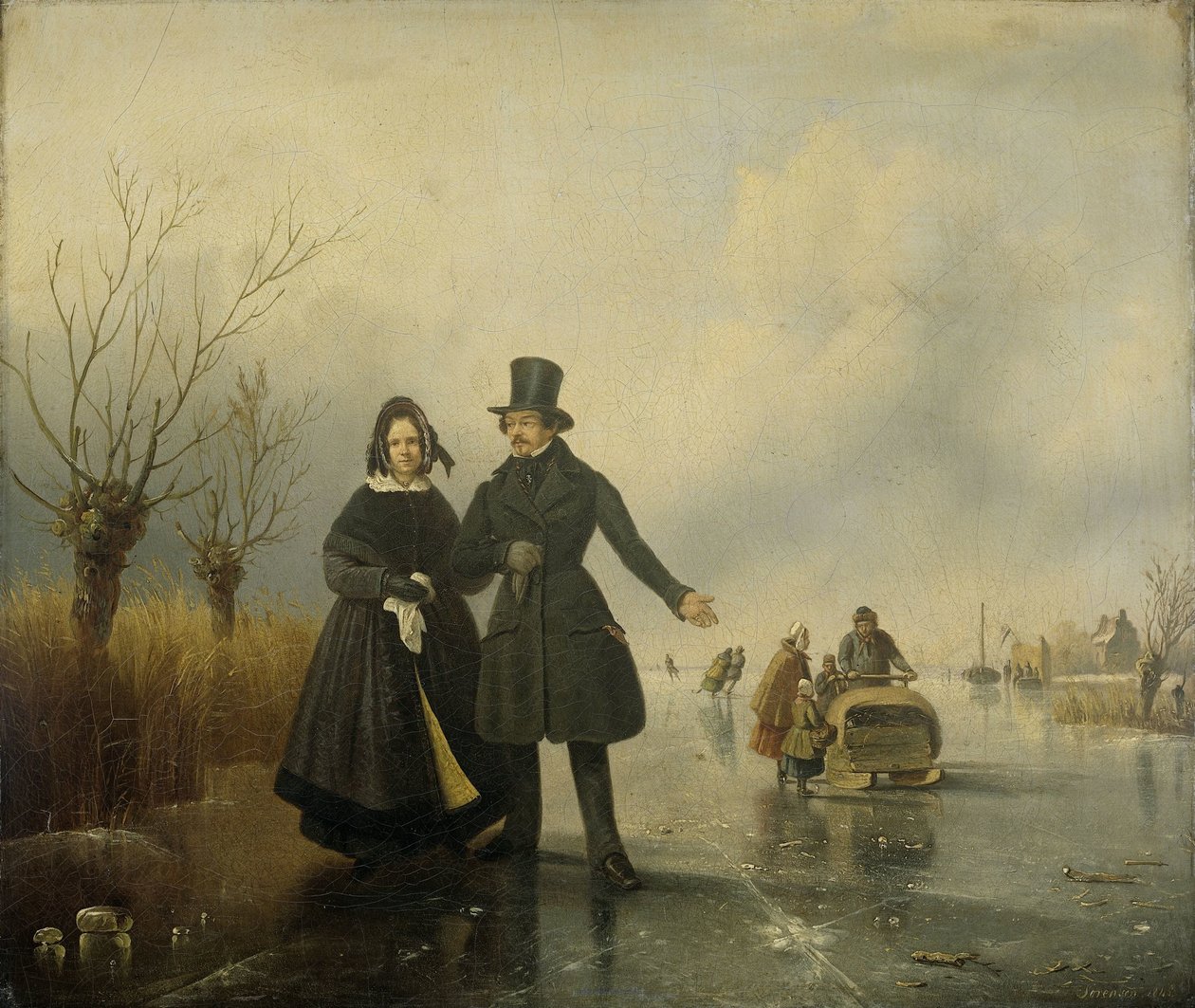 Retrato del Sr. y la Sra. Thijssen en el hielo de Jacobus Sörensen