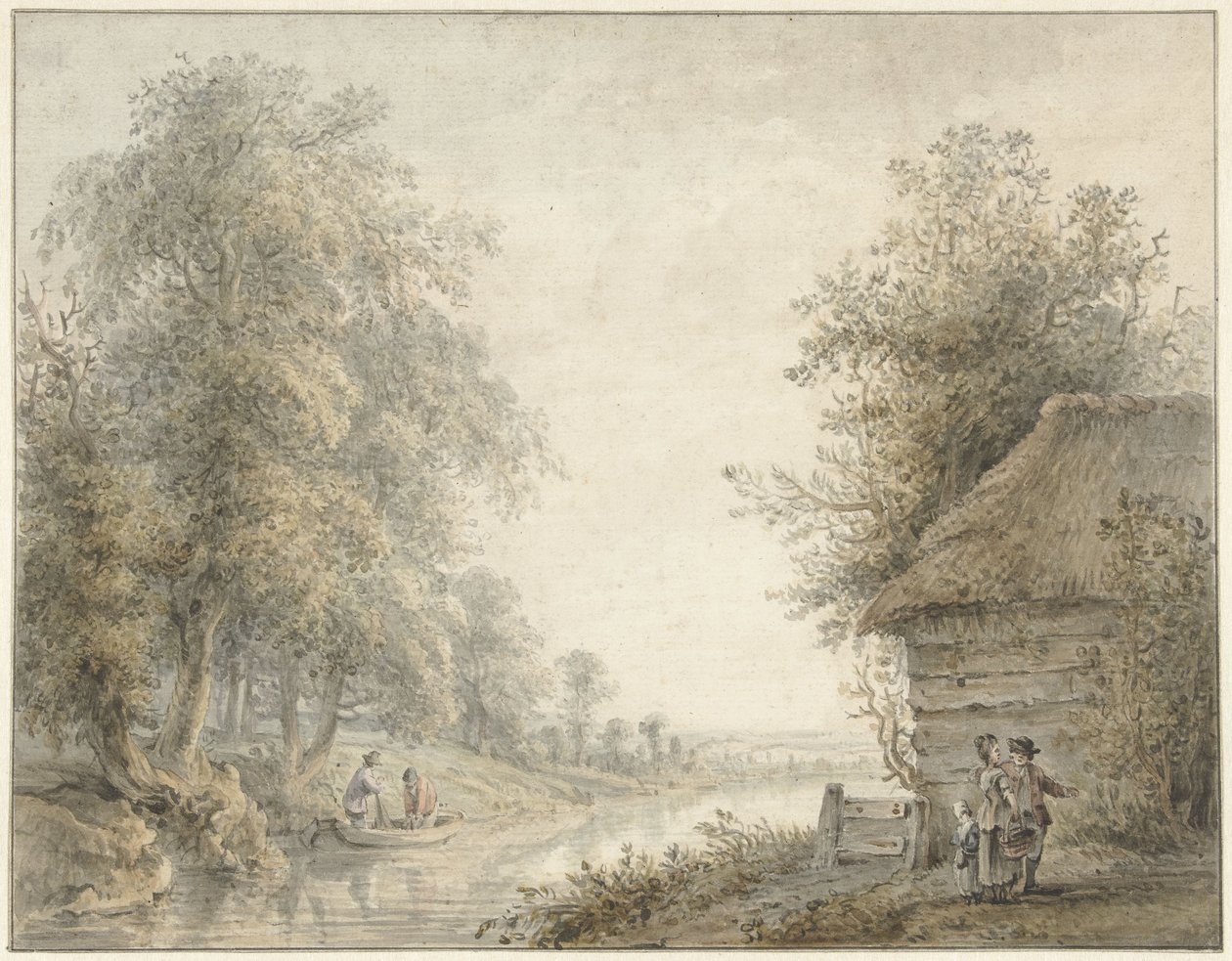 Cobertizo de granja junto a un canal en la linde del bosque de Jacobus Versteegen