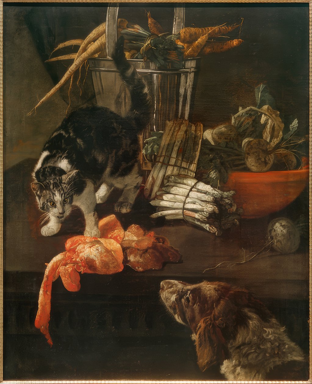 Cocina con Perro y Gato de Jacobus Victors