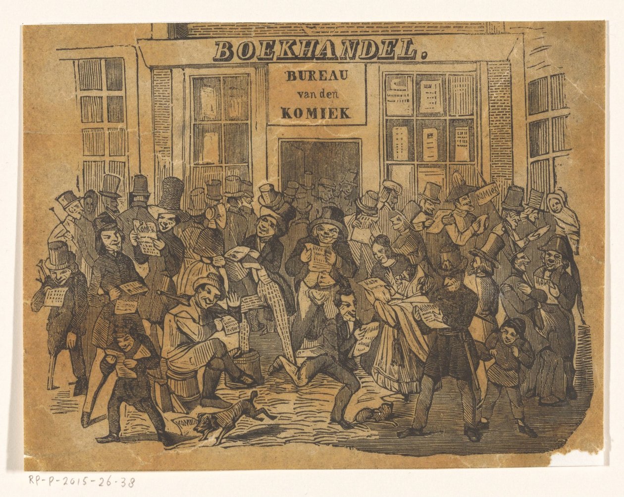 Multitud frente a una librería para conseguir El Comediante de Jacobus Wilhelmus Adrianus Hilverdink (possibly)