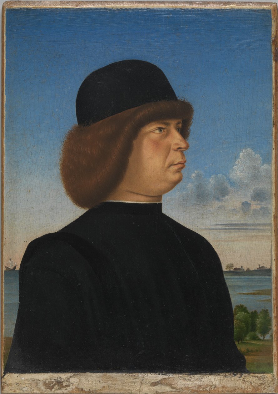 Retrato de Alvise Contarini(); (verso) Un corzo atado de Jacometto Veneziano