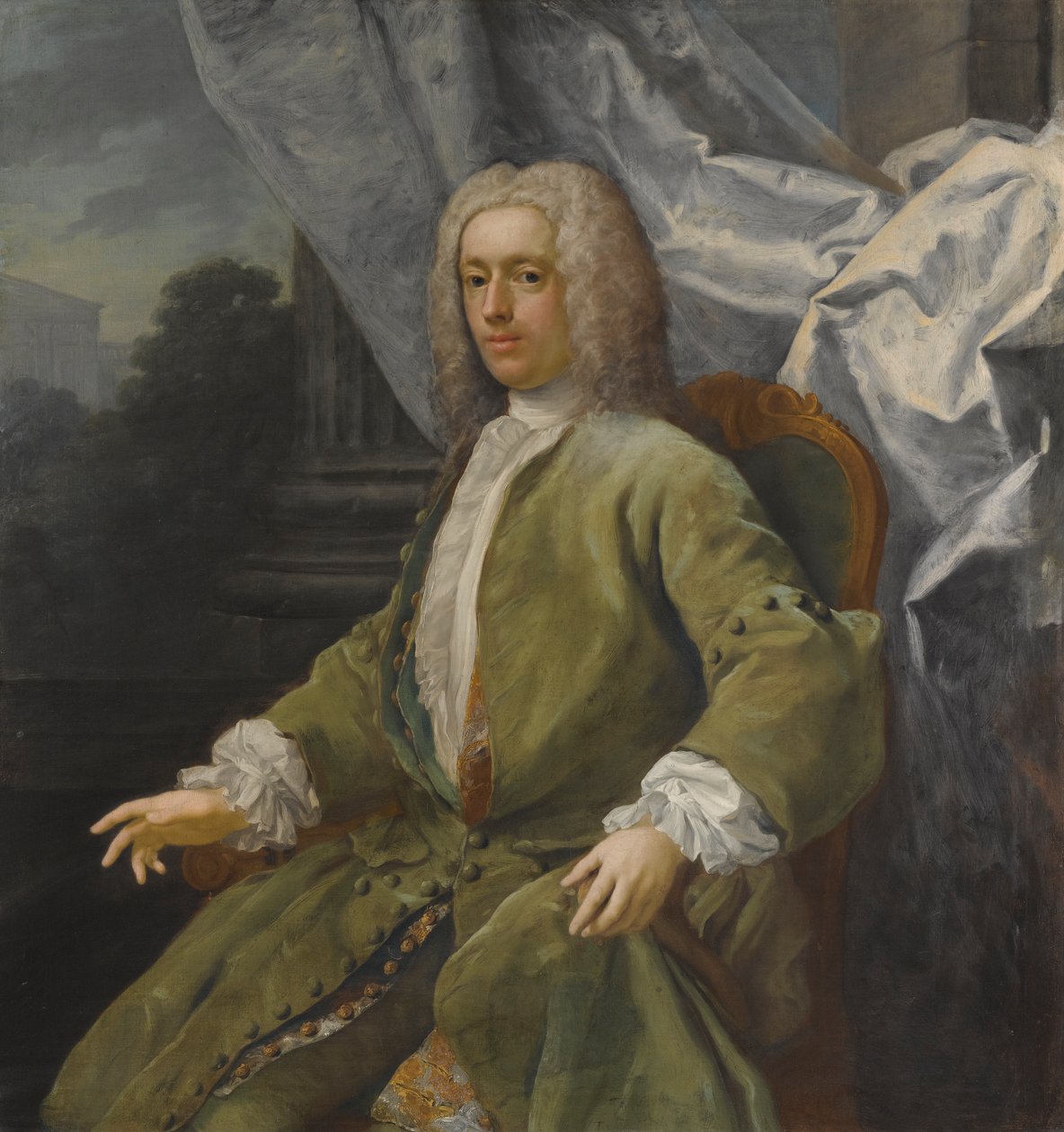 Retrato de un caballero sentado, tres cuartos de longitud de Jacopo Amigoni
