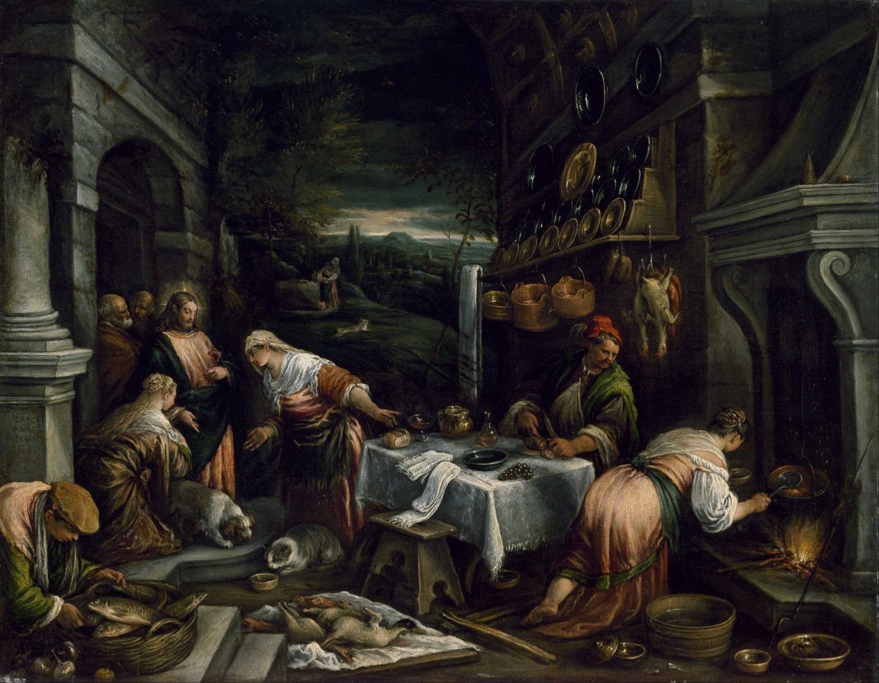 Cristo en la casa de María, Marta y Lázaro de Jacopo Bassano