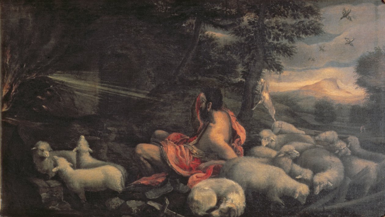 Moisés y la zarza ardiente de Jacopo Bassano