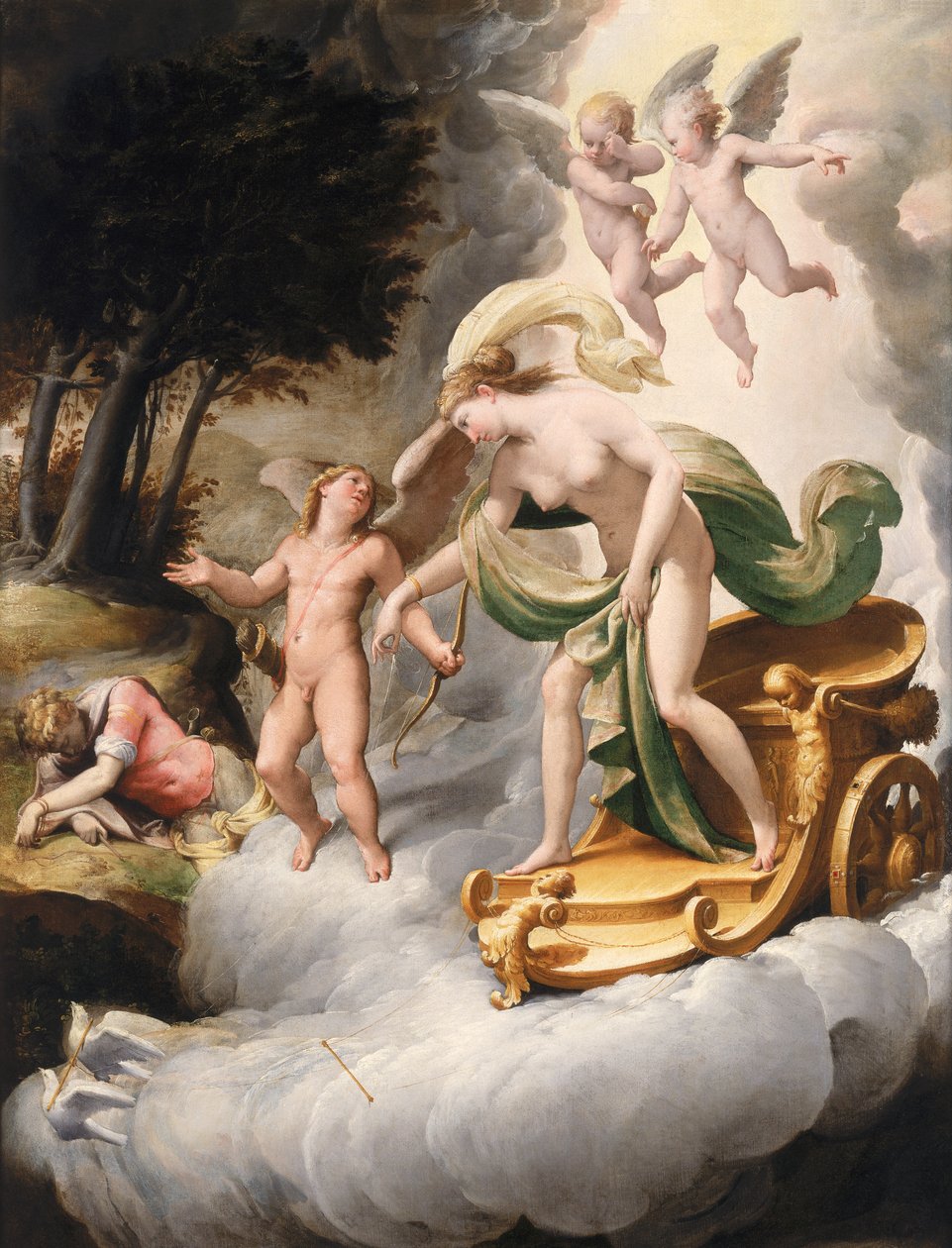 Venus guiada por Cupido hacia el Adonis Muerto de Jacopo Ianguidi Bertoia
