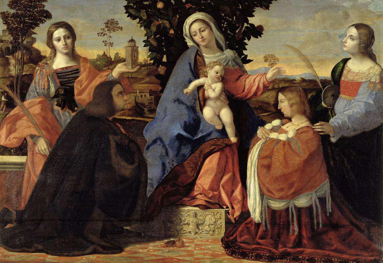 Conversación sagrada con las santas Bárbara y Justina de Jacopo Palma