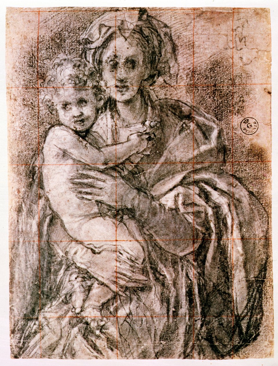 Estudio para La Virgen y el Niño con San José y Juan el Bautista, 1521-27 (detalle) de Jacopo Pontormo
