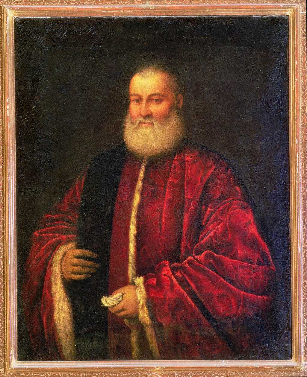Retrato de un anciano con túnicas rojas de Jacopo Robusti Tintoretto