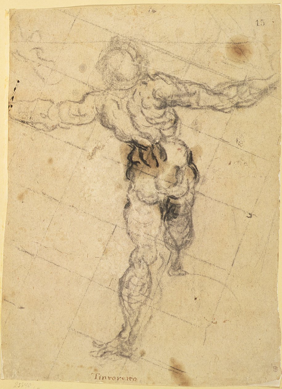 Estudio de un Desnudo Masculino desde Atrás de Jacopo Robusti Tintoretto
